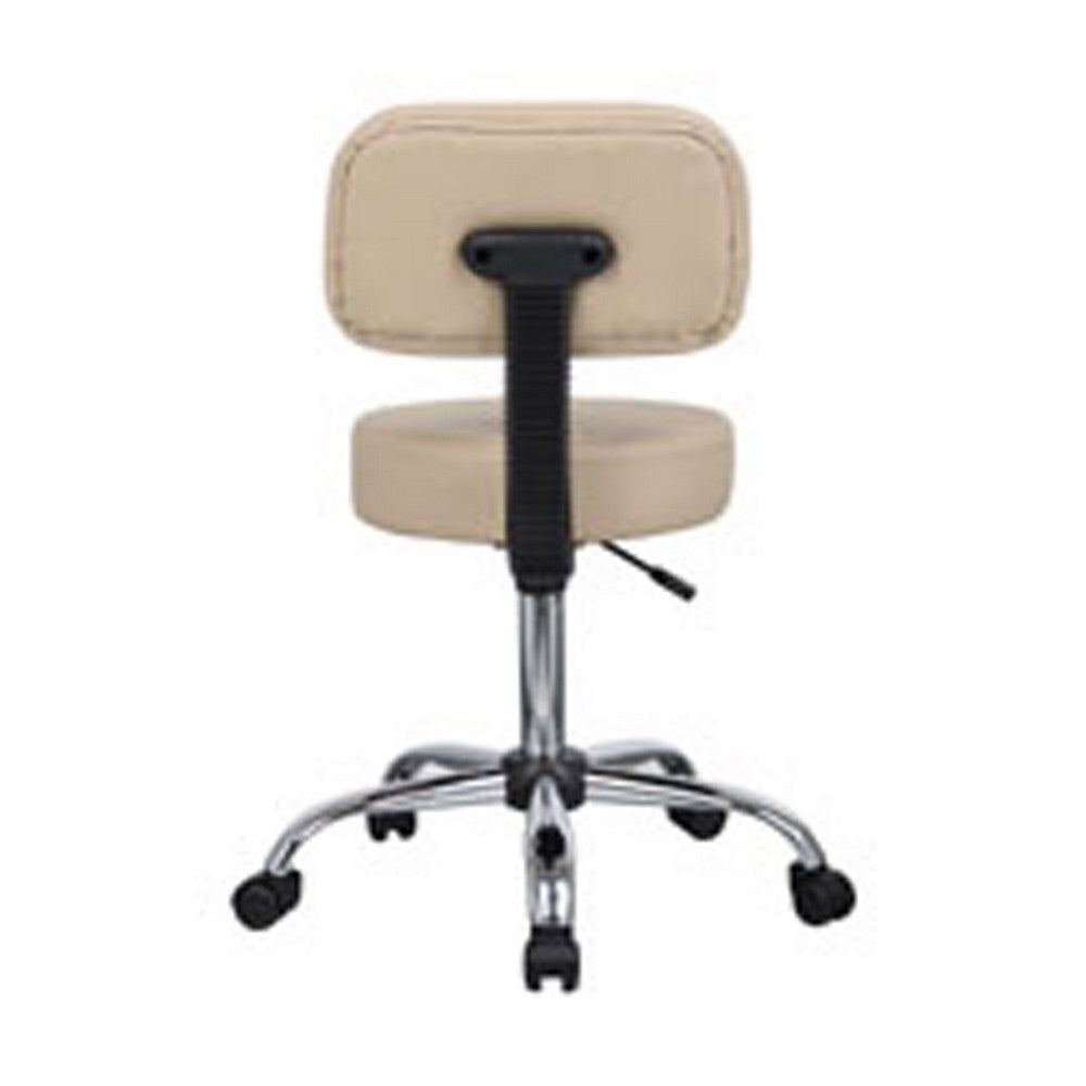 Fea Rolling Medical Swivel Stool | Round Beige Padded Seat | Low Back BM344543