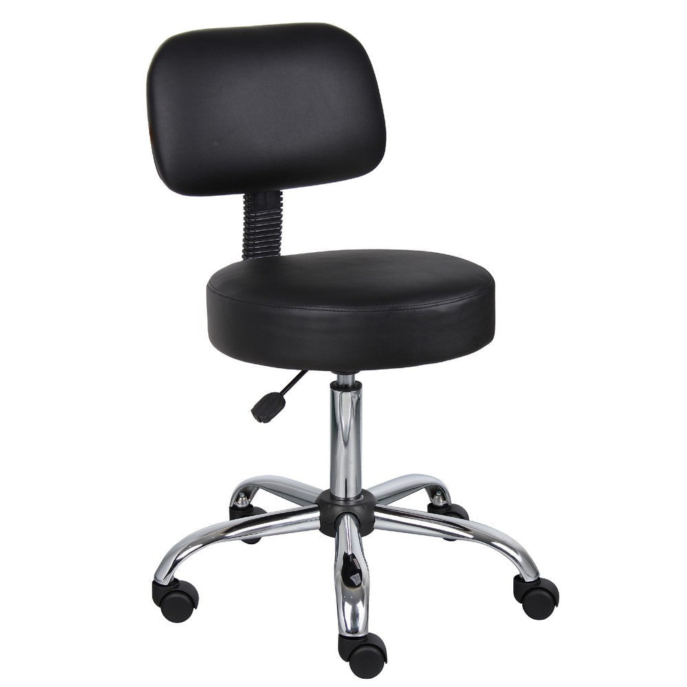 Fea Rolling Medical Drafting Swivel Stool | Round Black Padded Seat | Low Back BM344544