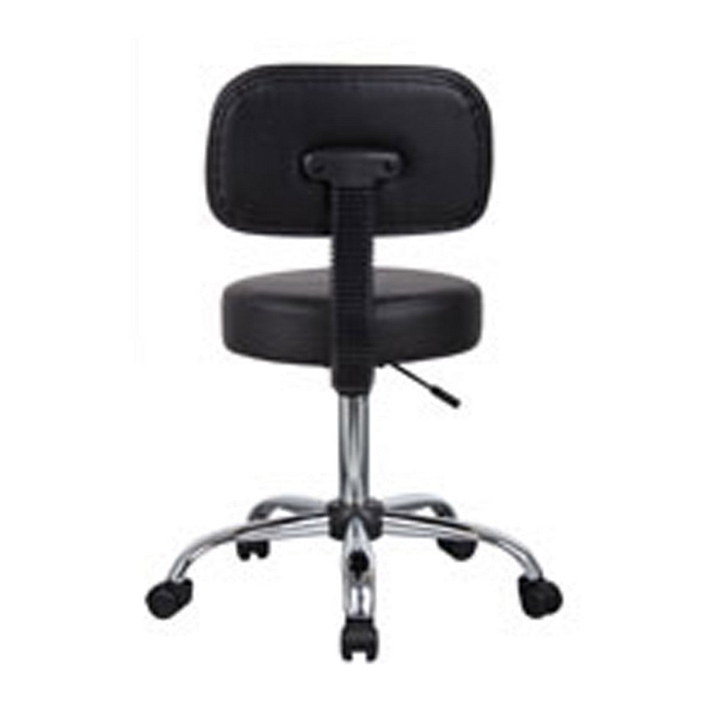 Fea Rolling Medical Drafting Swivel Stool | Round Black Padded Seat | Low Back BM344544