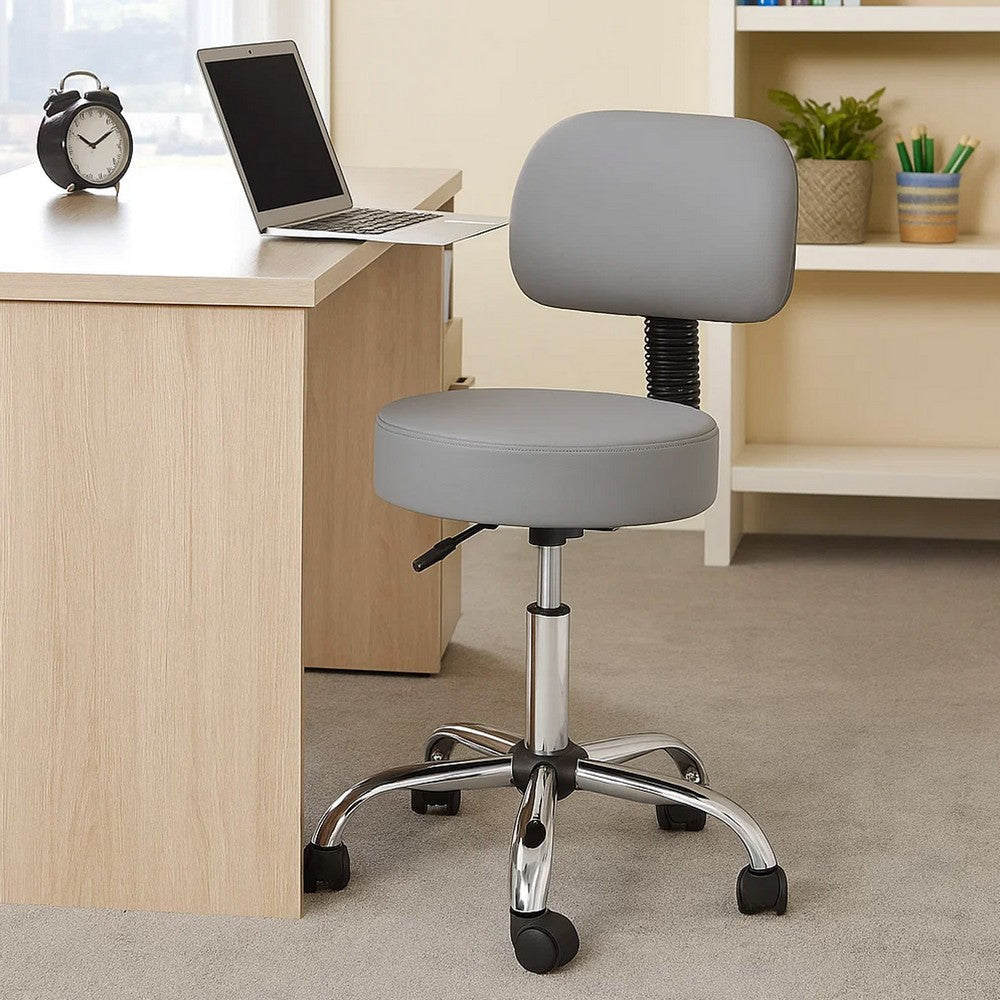 Fea Medical Drafting Swivel Stool | Round Gray Padded Seat & Low Back