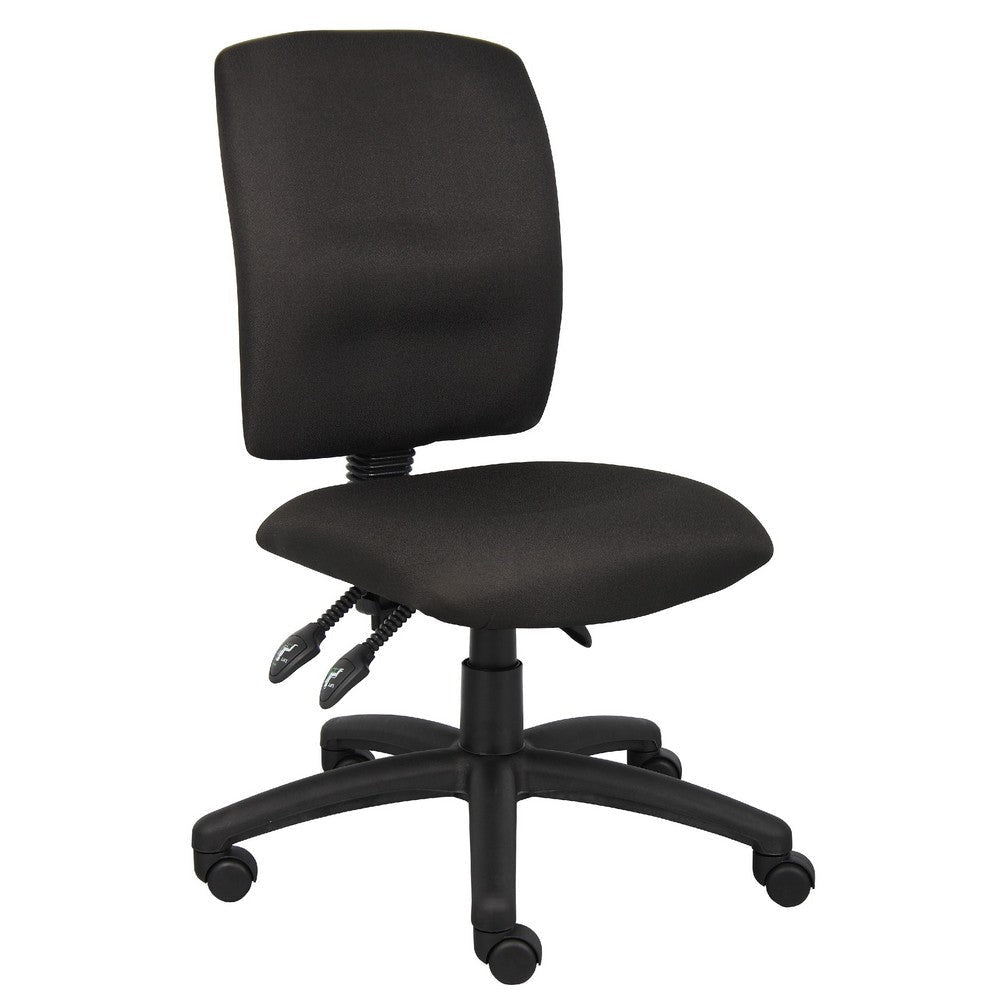Zean Swivel Task Chair | Black Crepe Fabric | Contoured Back | Rolling BM344546