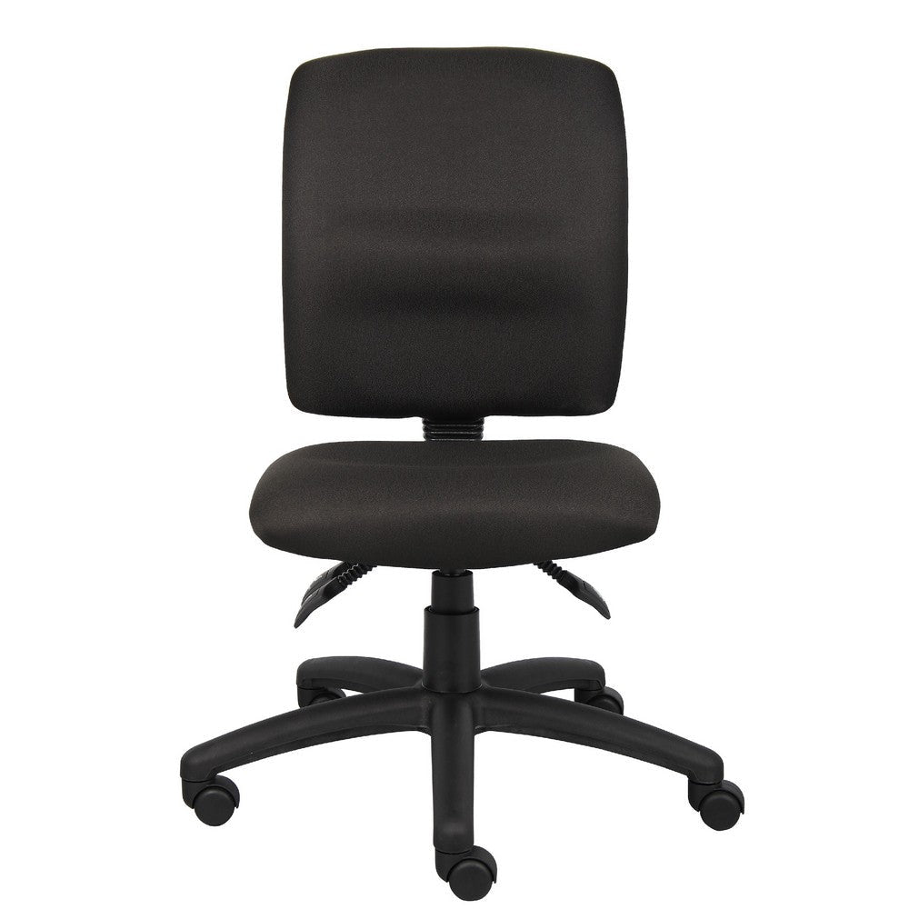 Zean Swivel Task Chair | Black Crepe Fabric | Contoured Back | Rolling BM344546