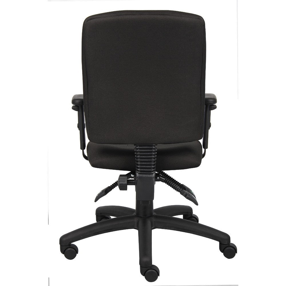 Zean Swivel Task Chair | Adjustable Arms | Black Crepe Fabric | Rolling BM344547