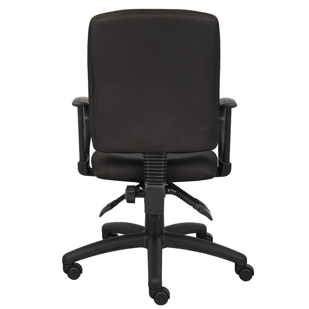 Zean Swivel Task Chair | Loops Arms | Black Crepe Fabric | Rolling BM344548
