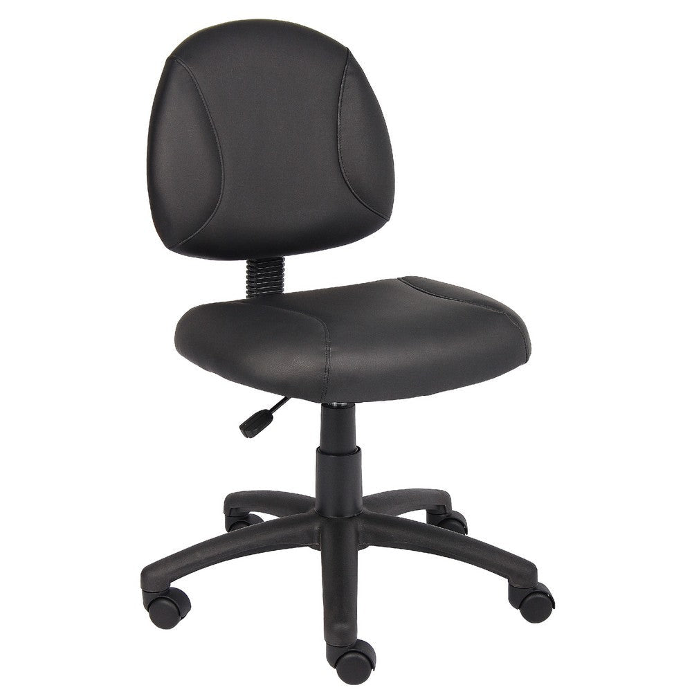 Wen Swivel Posture Chair | Black Faux Leather Back & Waterfall Seat BM344549