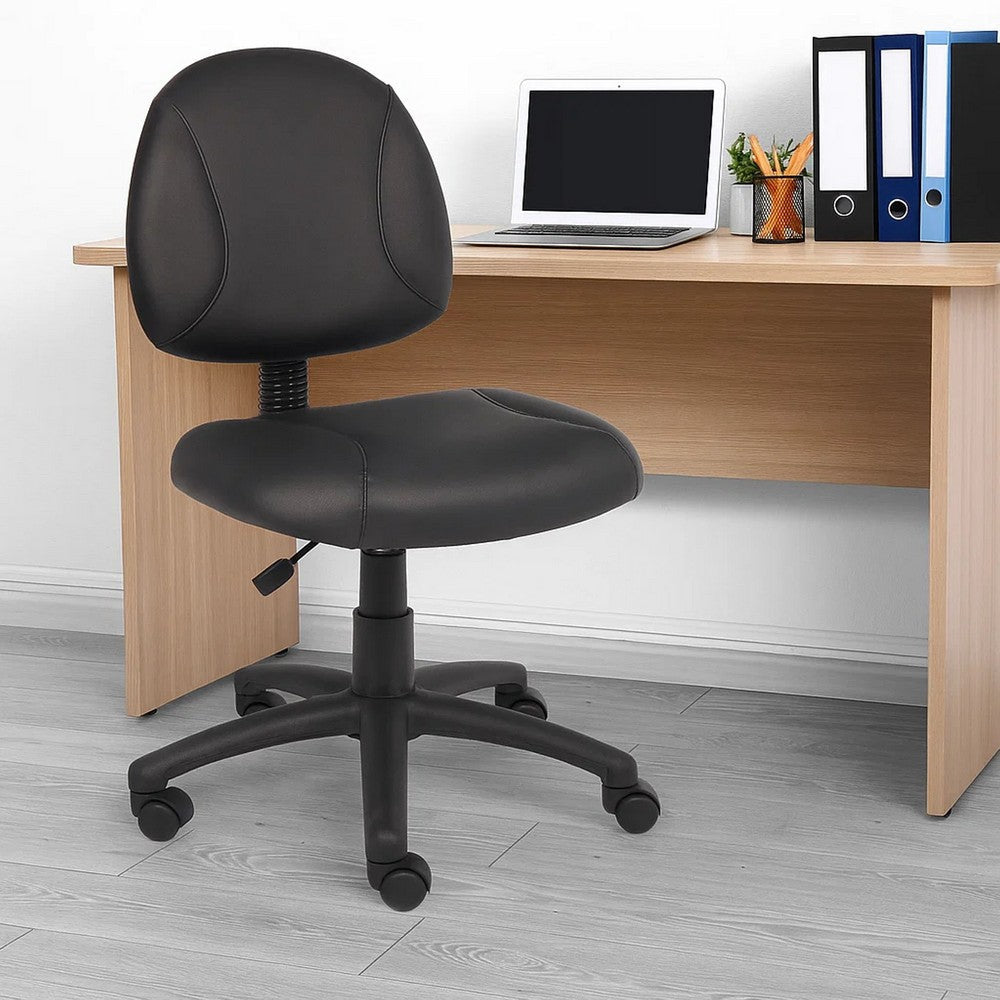 Wen Swivel Posture Chair | Black Faux Leather Back & Waterfall Seat BM344549