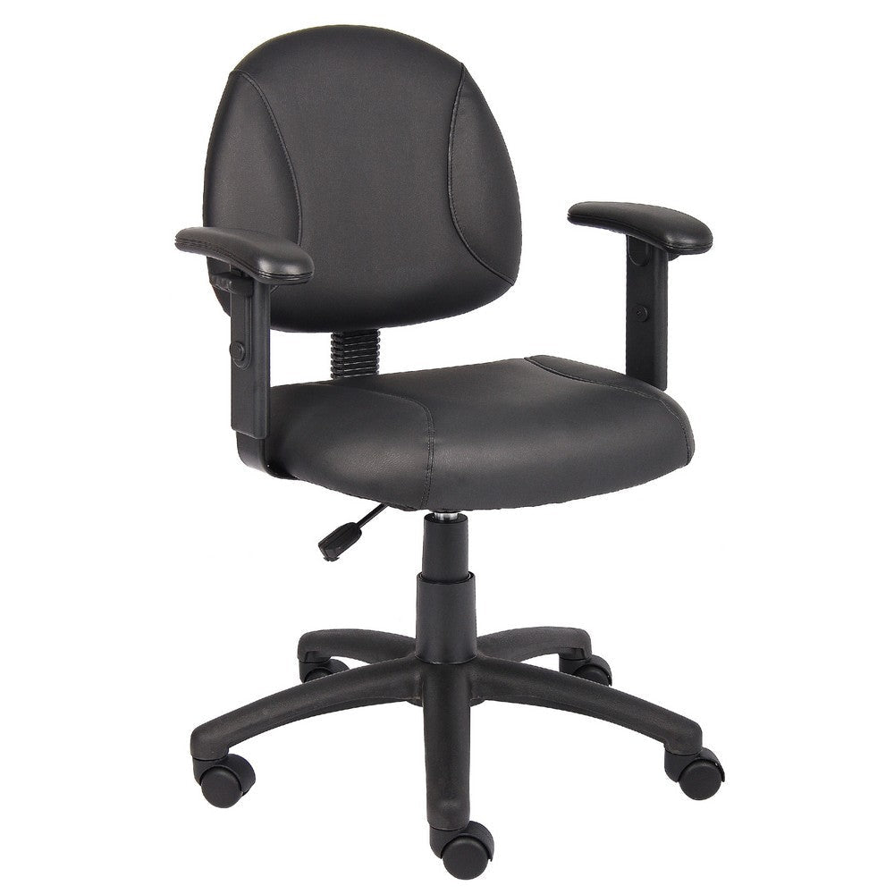 Wen Swivel Posture Chair | Adjustable | Black Faux Leather Waterfall Seat BM344550
