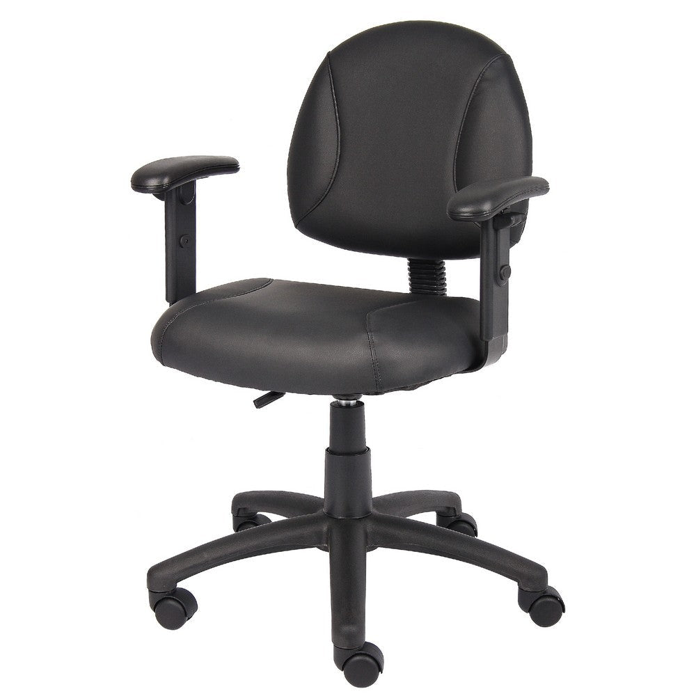 Wen Swivel Posture Chair | Adjustable | Black Faux Leather Waterfall Seat BM344550