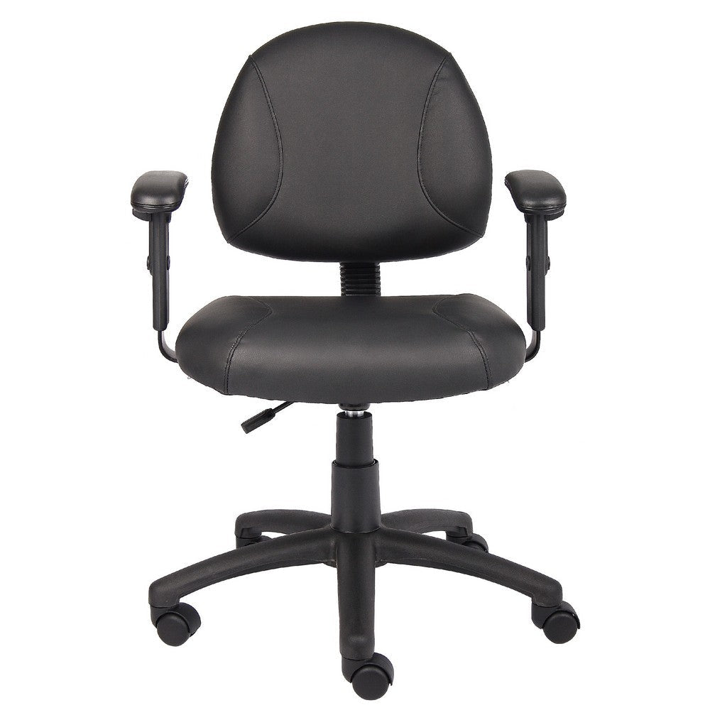 Wen Swivel Posture Chair | Adjustable | Black Faux Leather Waterfall Seat BM344550