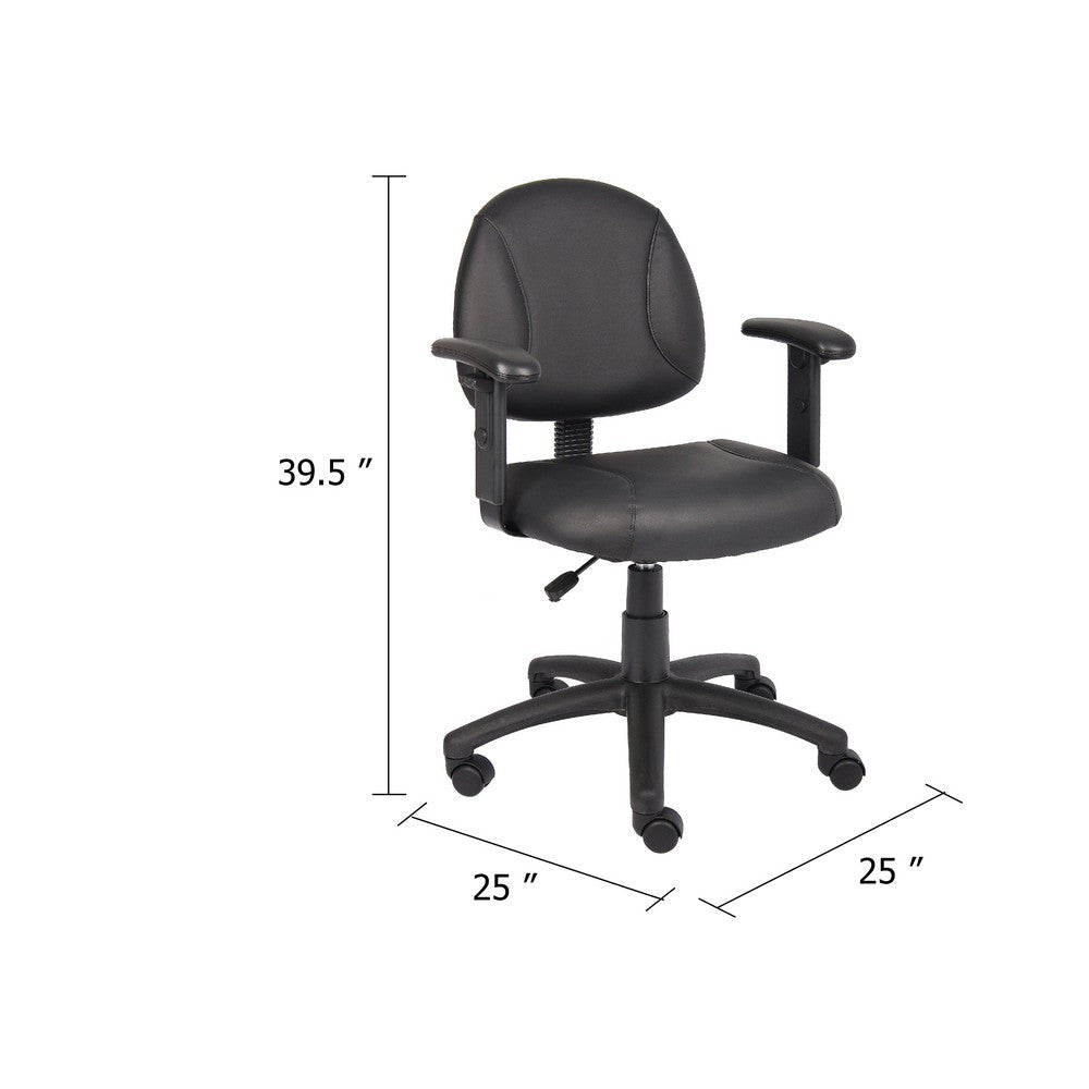 Wen Swivel Posture Chair | Adjustable | Black Faux Leather Waterfall Seat BM344550