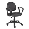 Wen Swivel Posture Chair | Loop Arms | Black Faux Leather Waterfall Seat BM344551
