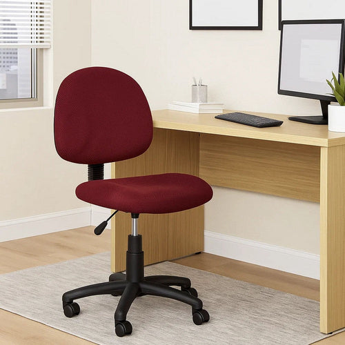 Jea Swivel Posture Chair | Contoured Back | Burgundy Red Tweed | Wheels BM344554