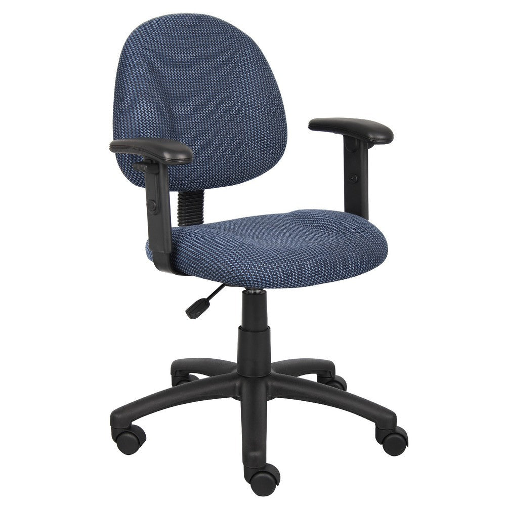 Jea Swivel Posture Chair | Adjustable Arms | Blue Tweed | Wheels BM344556