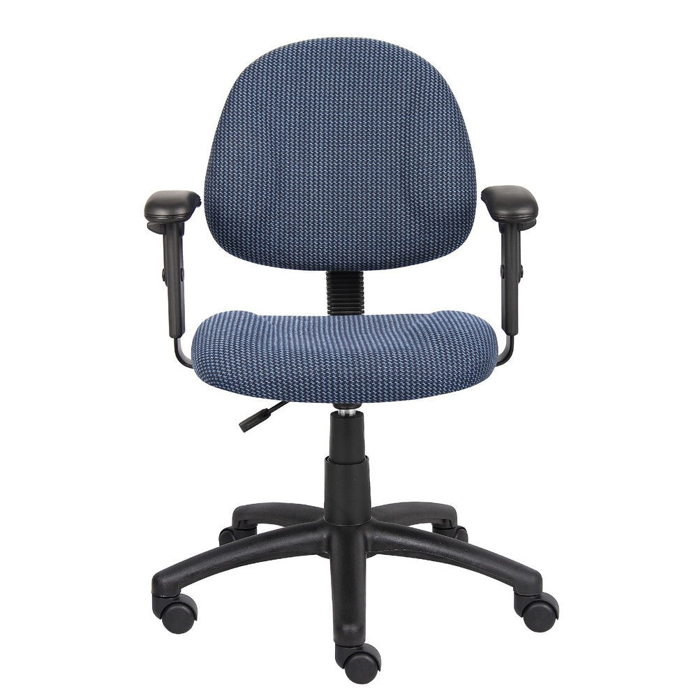 Jea Swivel Posture Chair | Adjustable Arms | Blue Tweed | Wheels BM344556