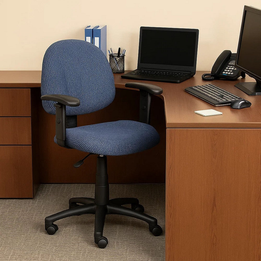 Jea Swivel Posture Chair | Adjustable Arms | Blue Tweed | Wheels BM344556