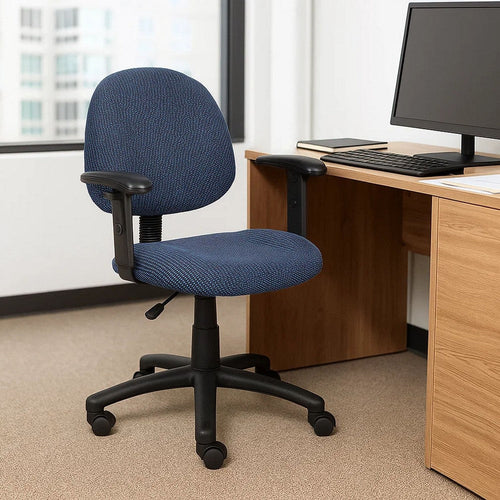 Jea Swivel Posture Chair | Adjustable Arms | Blue Tweed | Wheels BM344556