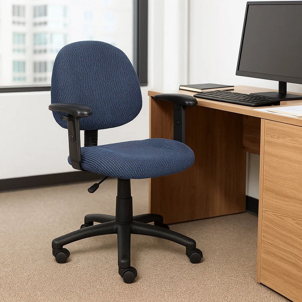 Jea Swivel Posture Chair | Adjustable Arms | Blue Tweed | Wheels