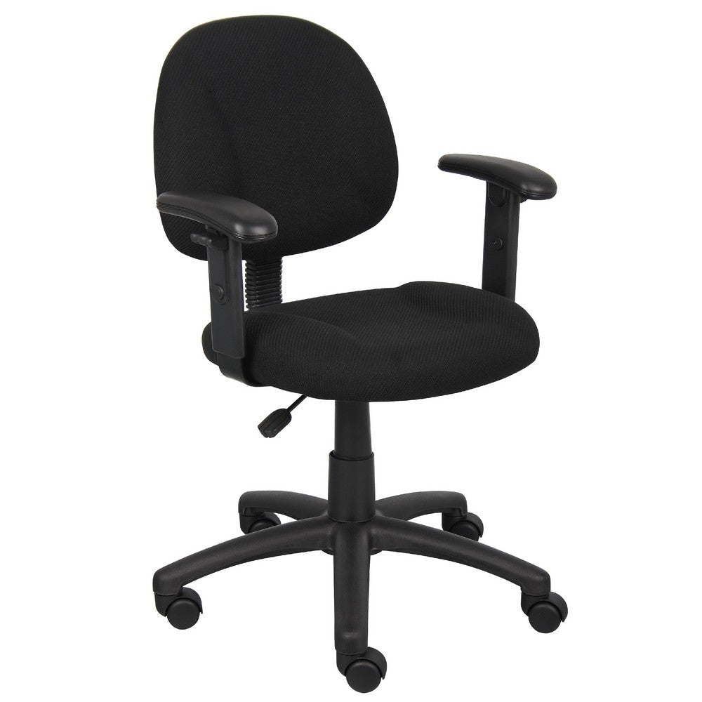 Jea Swivel Posture Chair | Adjustable Arms | Black Tweed | Wheels BM344557