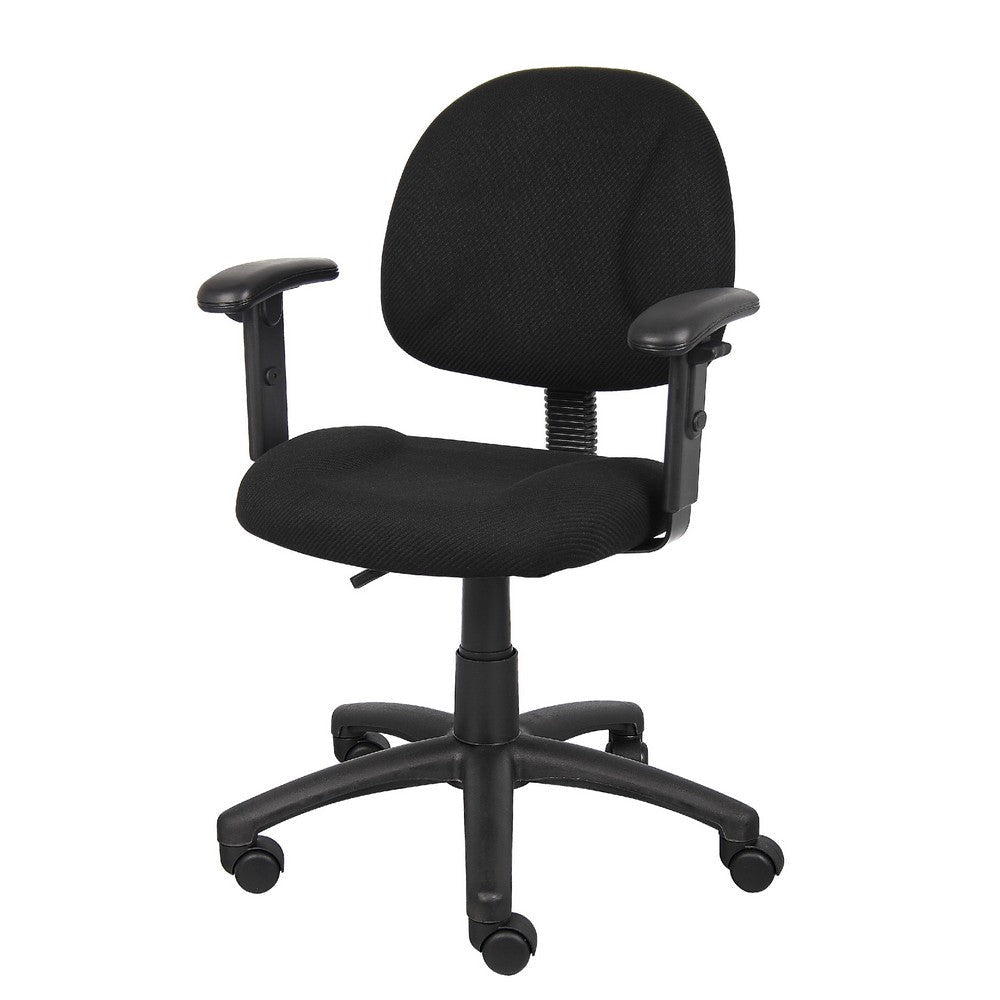 Jea Swivel Posture Chair | Adjustable Arms | Black Tweed | Wheels BM344557