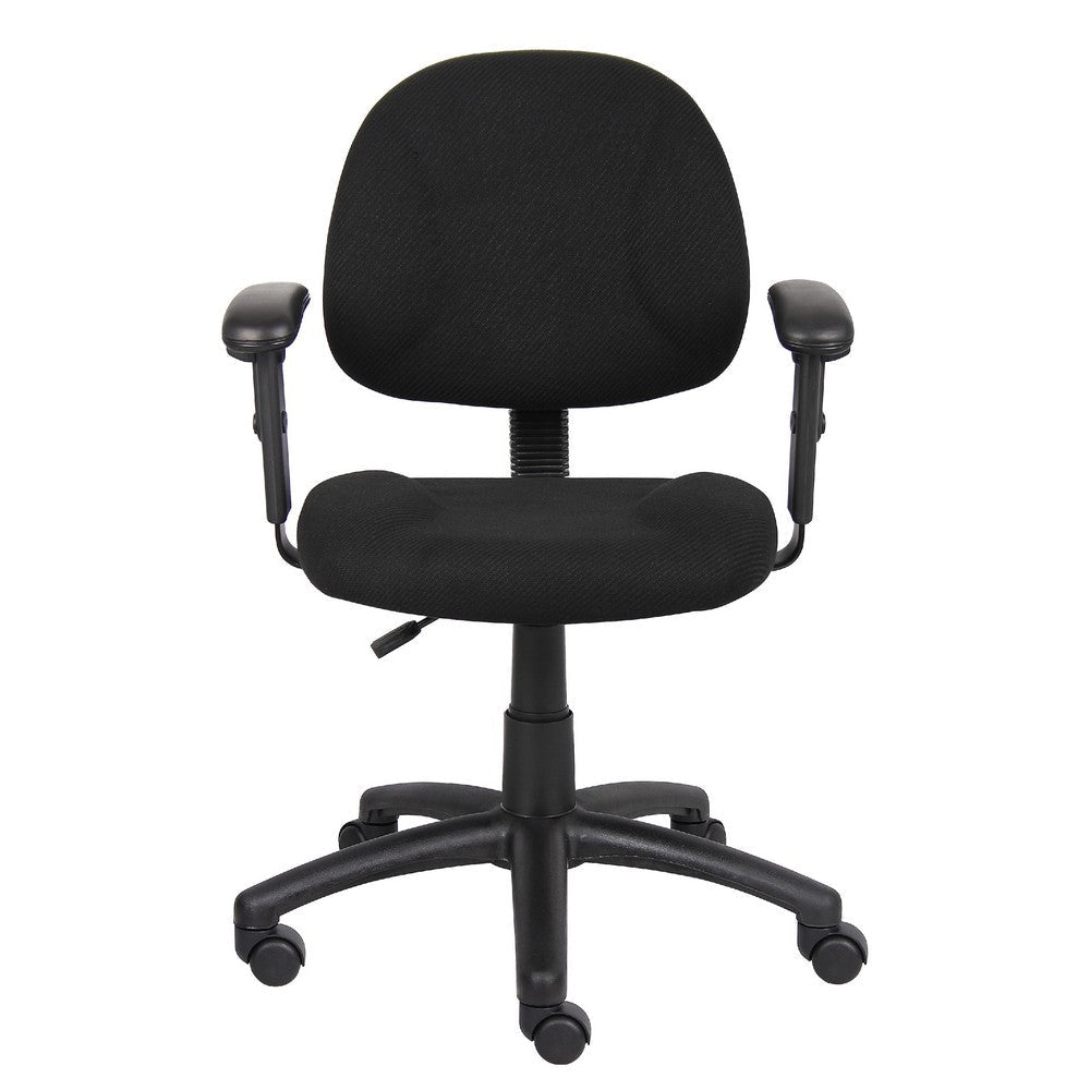 Jea Swivel Posture Chair | Adjustable Arms | Black Tweed | Wheels BM344557