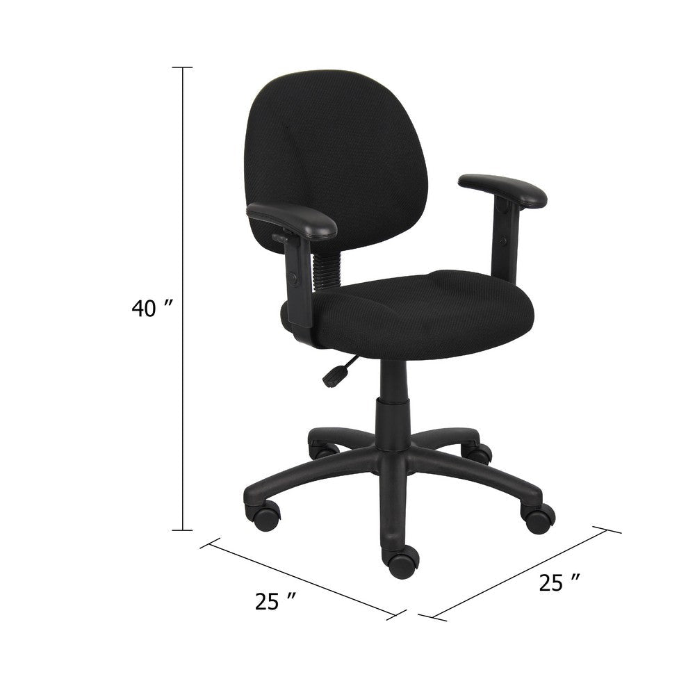 Jea Swivel Posture Chair | Adjustable Arms | Black Tweed | Wheels BM344557