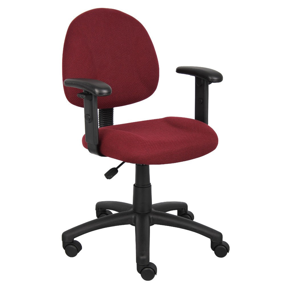 Jea Swivel Posture Chair | Adjustable Arms | Burgundy Red Tweed | Wheels BM344558