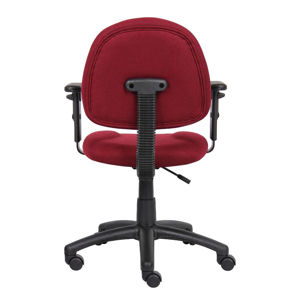 Jea Swivel Posture Chair | Adjustable Arms | Burgundy Red Tweed | Wheels BM344558