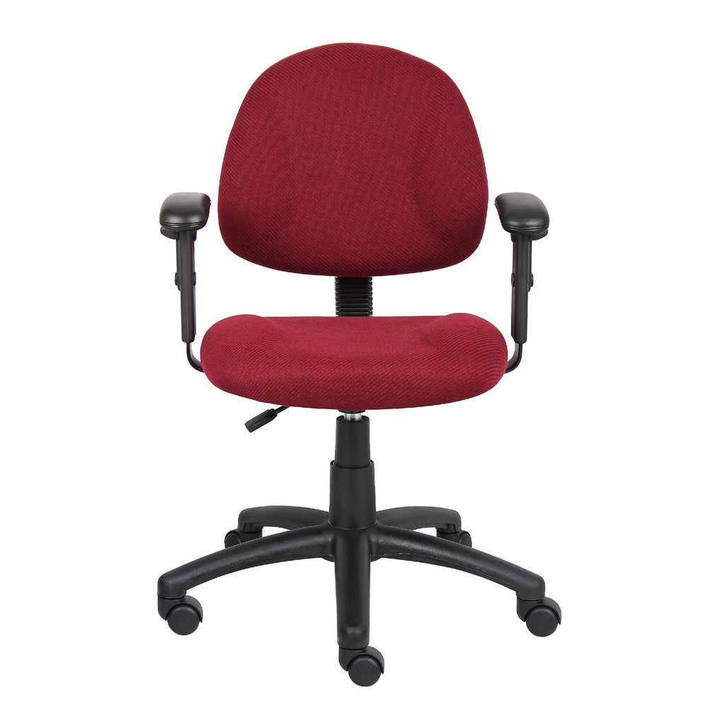 Jea Swivel Posture Chair | Adjustable Arms | Burgundy Red Tweed | Wheels BM344558