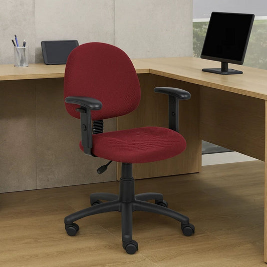 Jea Swivel Posture Chair | Adjustable Arms | Burgundy Red Tweed | Wheels BM344558