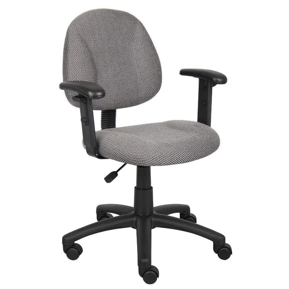 Jea Swivel Posture Chair | Adjustable Arms | Gray Tweed | Wheels BM344559