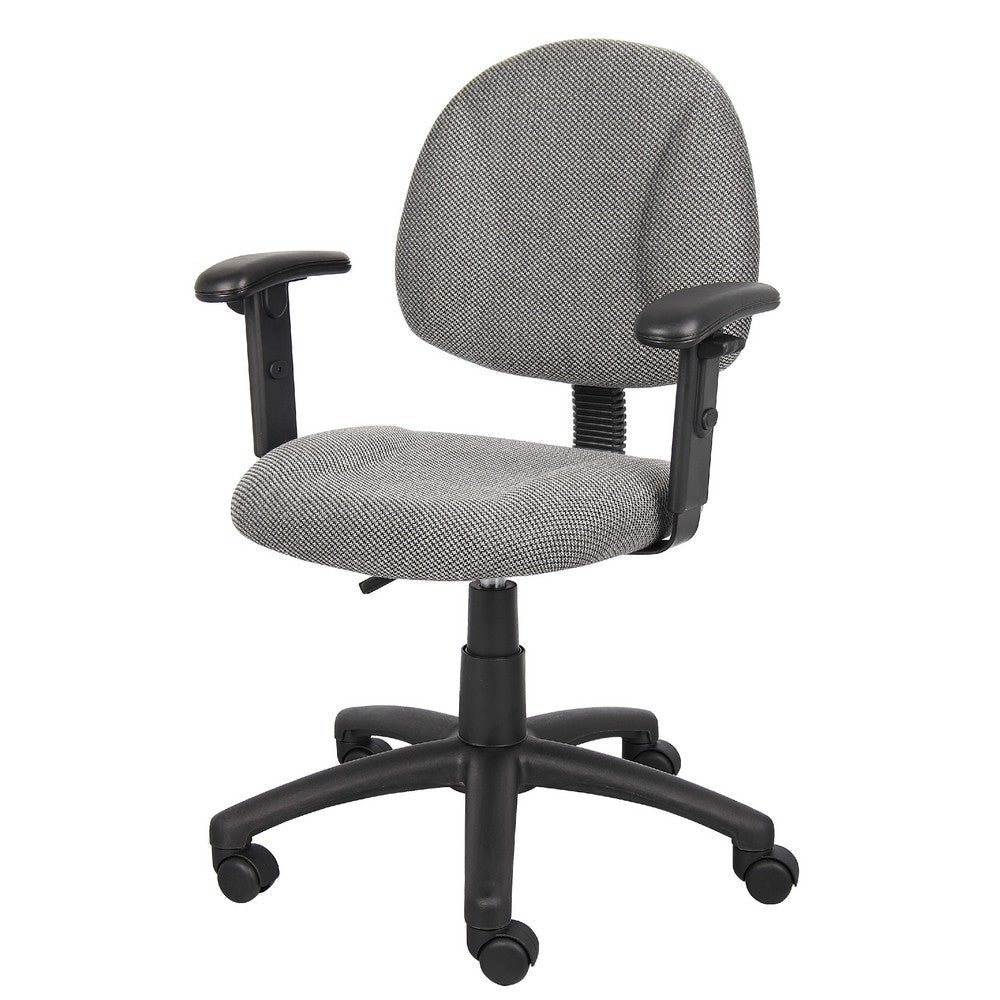 Jea Swivel Posture Chair | Adjustable Arms | Gray Tweed | Wheels BM344559