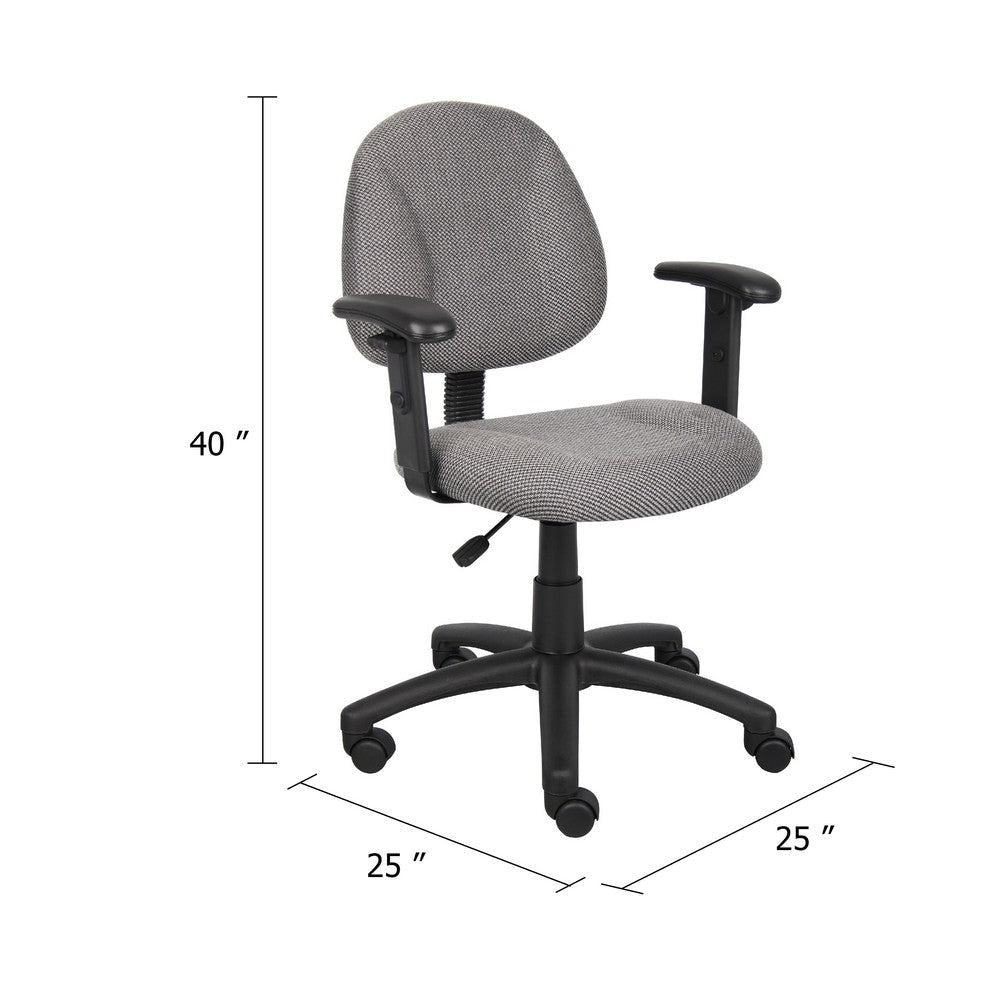 Jea Swivel Posture Chair | Adjustable Arms | Gray Tweed | Wheels BM344559