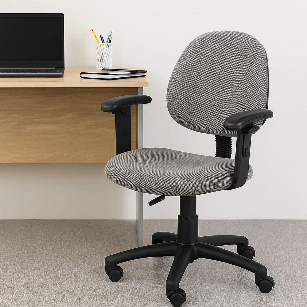 Jea Swivel Posture Chair | Adjustable Arms | Gray Tweed | Wheels
