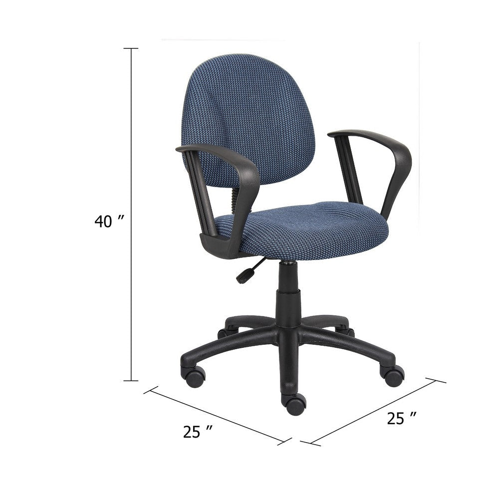 Jea Swivel Posture Chair | Loop Arms | Blue Tweed | Rolling Wheels BM344560