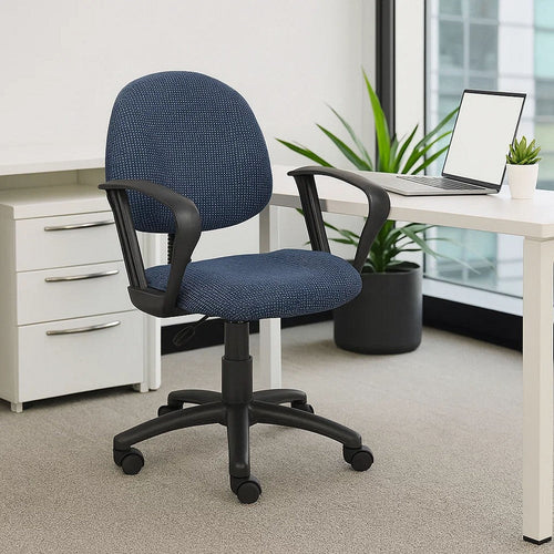 Jea Swivel Posture Chair | Loop Arms | Blue Tweed | Rolling Wheels BM344560