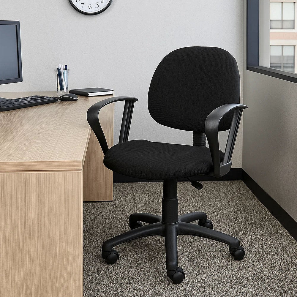 Jea Swivel Posture Chair | Loop Arms | Black Tweed | Rolling Wheels BM344561
