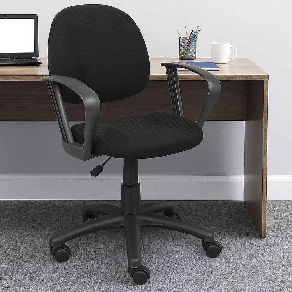 Jea Swivel Posture Chair | Loop Arms | Black Tweed | Rolling Wheels