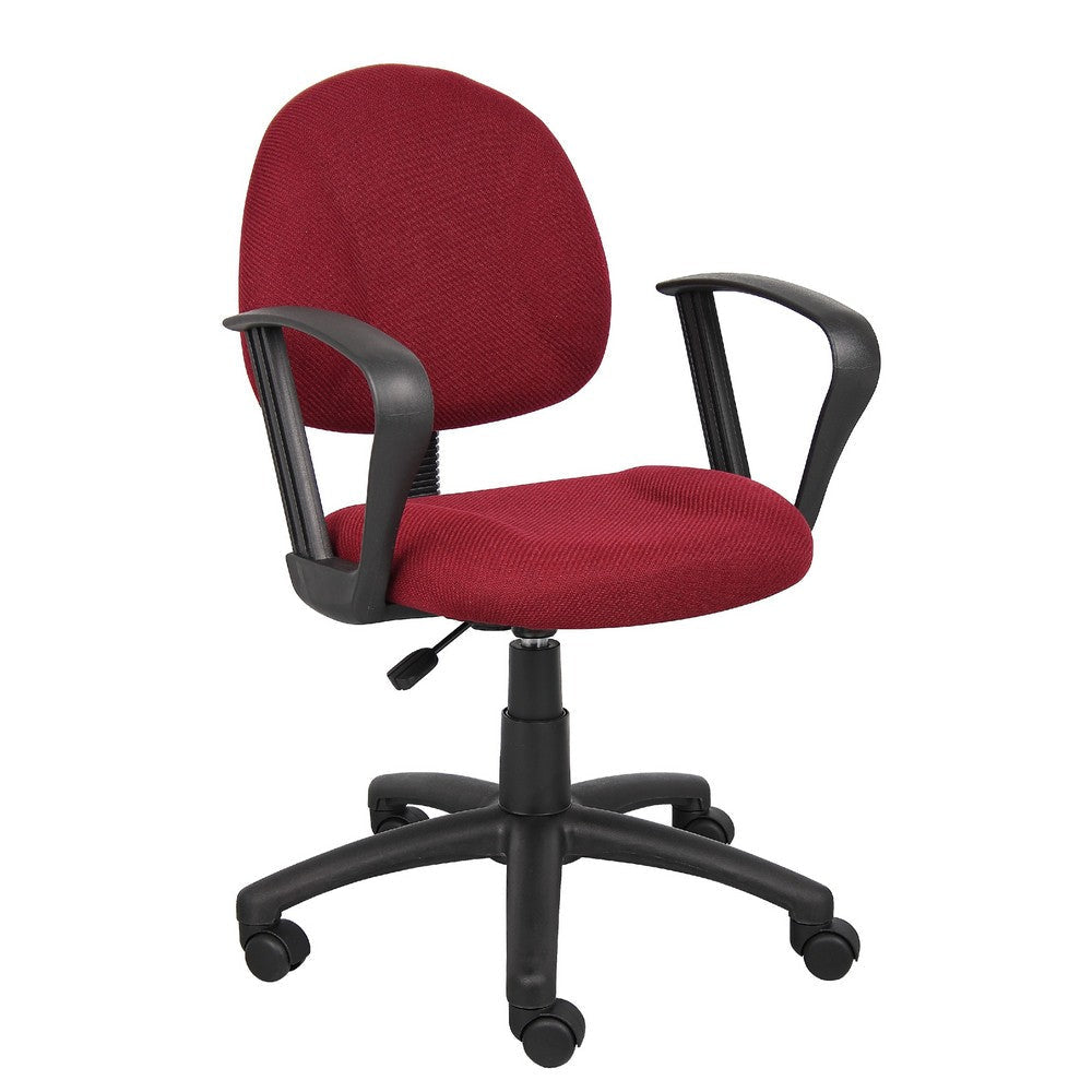 Jea Swivel Posture Chair | Loop Arms | Burgundy Red Tweed | Rolling Wheels BM344562
