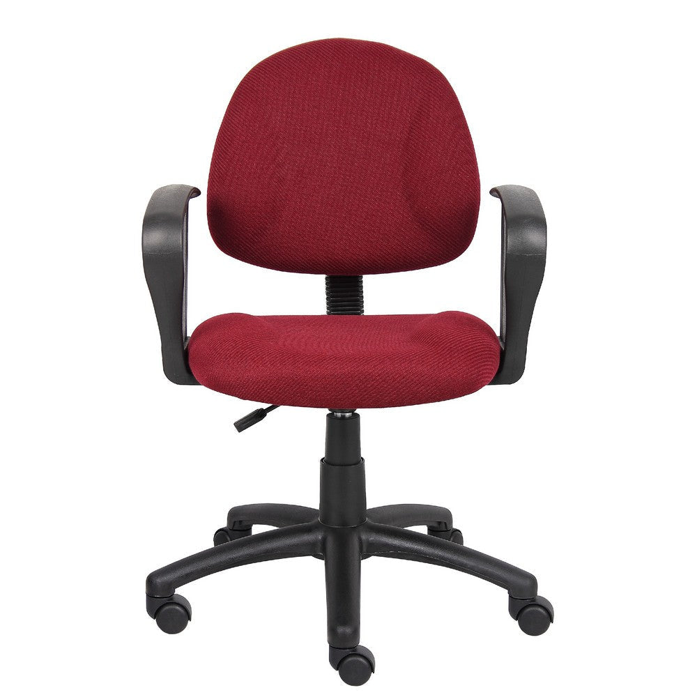Jea Swivel Posture Chair | Loop Arms | Burgundy Red Tweed | Rolling Wheels BM344562
