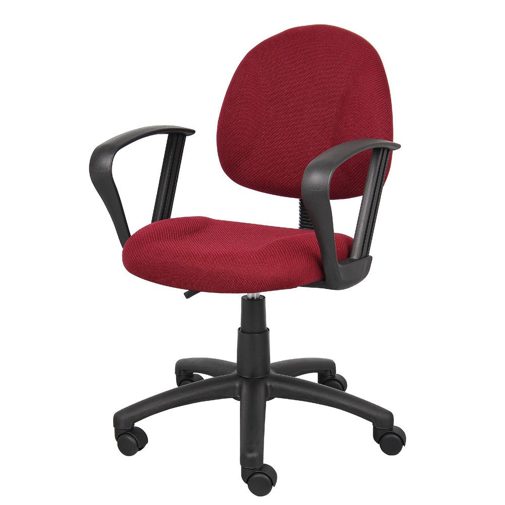 Jea Swivel Posture Chair | Loop Arms | Burgundy Red Tweed | Rolling Wheels BM344562