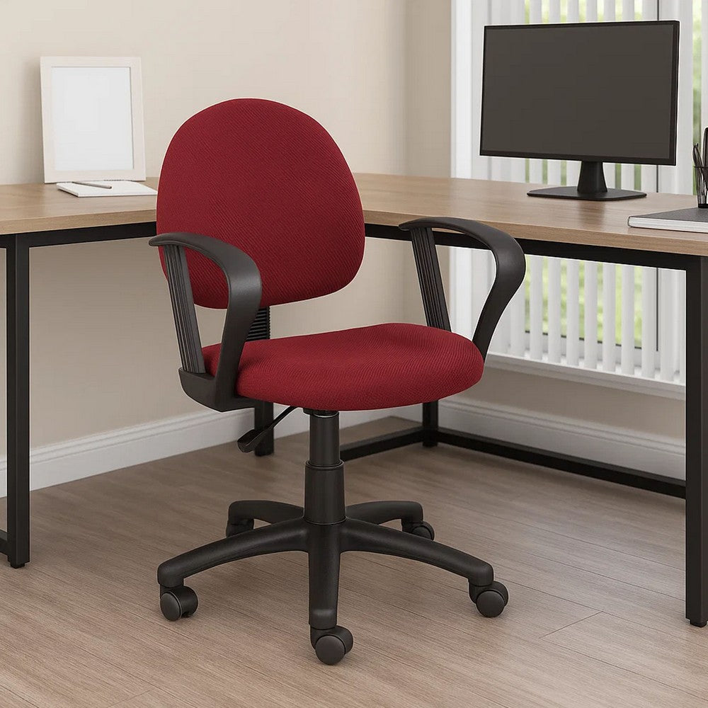 Jea Swivel Posture Chair | Loop Arms | Burgundy Red Tweed | Rolling Wheels BM344562