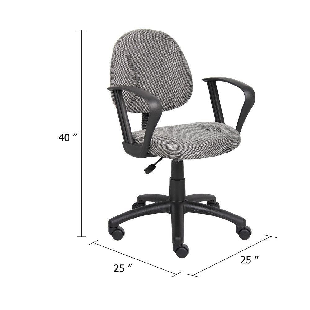 Jea Swivel Posture Chair | Loop Arms | Gray Tweed | Rolling Wheels BM344563