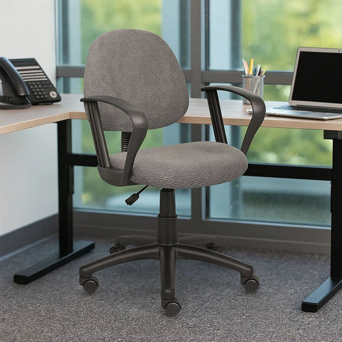 Jea Swivel Posture Chair | Loop Arms | Gray Tweed | Rolling Wheels BM344563