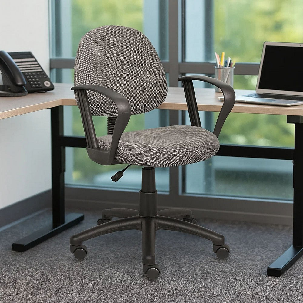 Jea Swivel Posture Chair | Loop Arms | Gray Tweed | Rolling Wheels