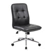 Sela Swivel Office Chair | Tufted Black Seat & Back | Chrome Base BM344564
