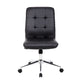 Sela Swivel Office Chair | Tufted Black Seat & Back | Chrome Base BM344564