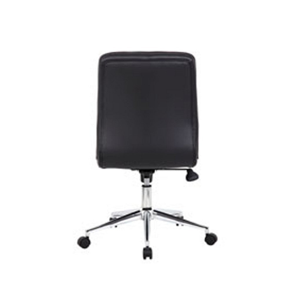 Sela Swivel Office Chair | Tufted Black Seat & Back | Chrome Base BM344564