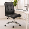 Sela Swivel Office Chair | Tufted Black Seat & Back | Chrome Base