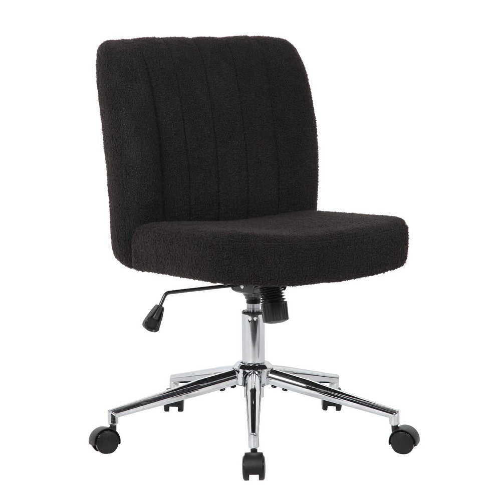 Rio Adjustable Height Office Chair | Black Boucle | Chrome | Nylon Casters BM344566