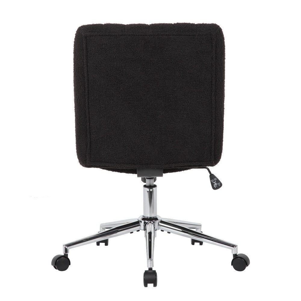 Rio Adjustable Height Office Chair | Black Boucle | Chrome | Nylon Casters BM344566